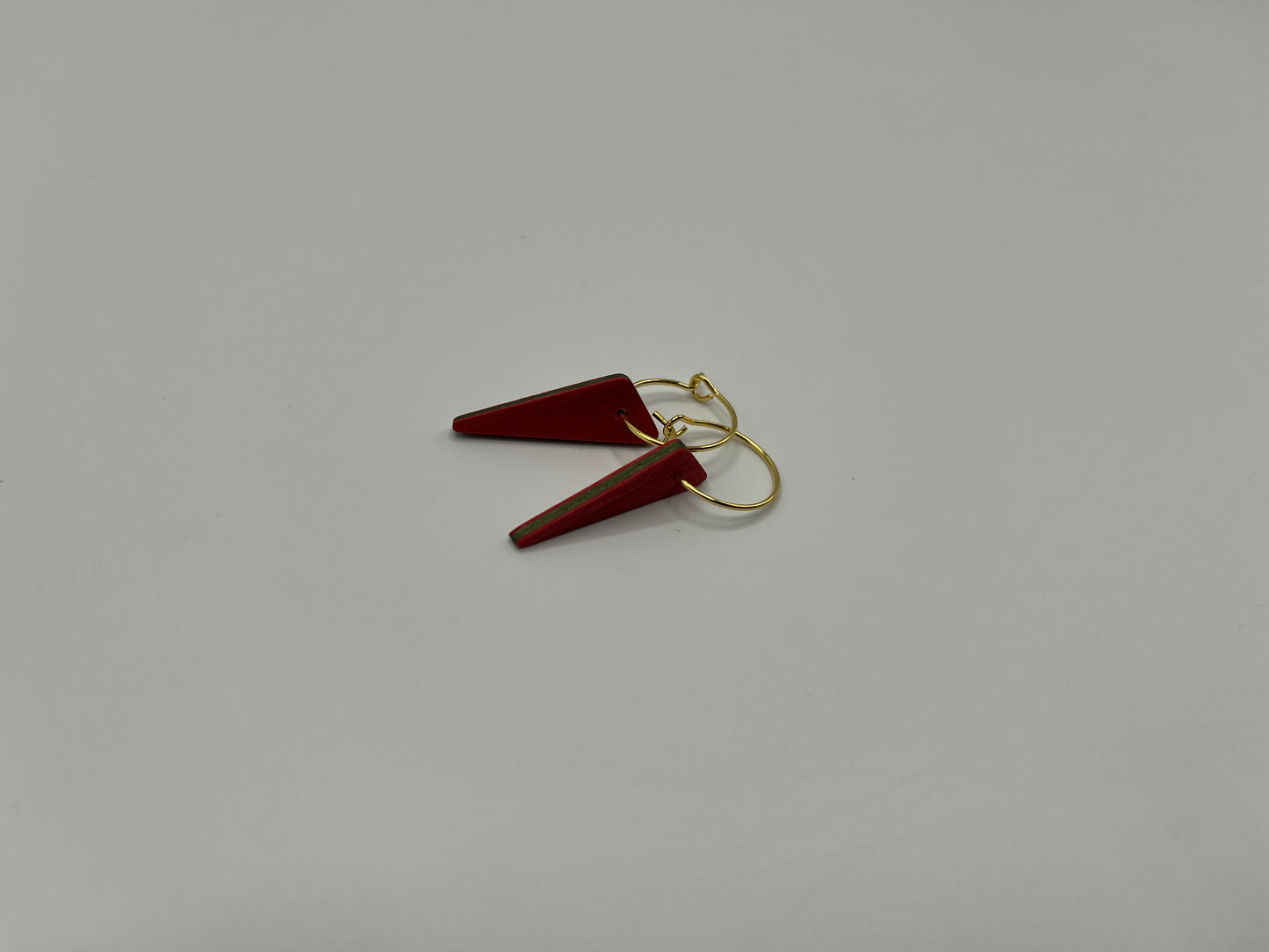 Red & Green Dyed Linden Tree Triangles with Hoops