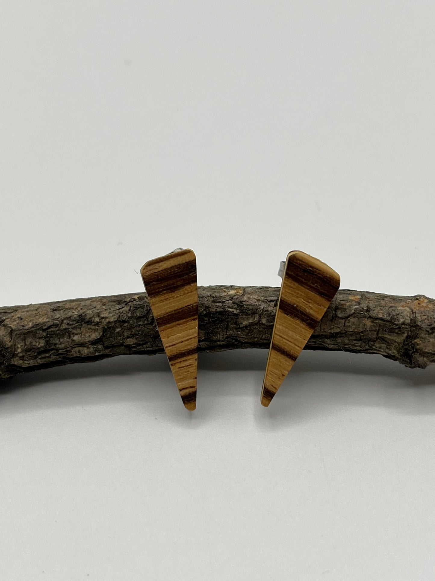Zebrano & Abachi Triangle Studs