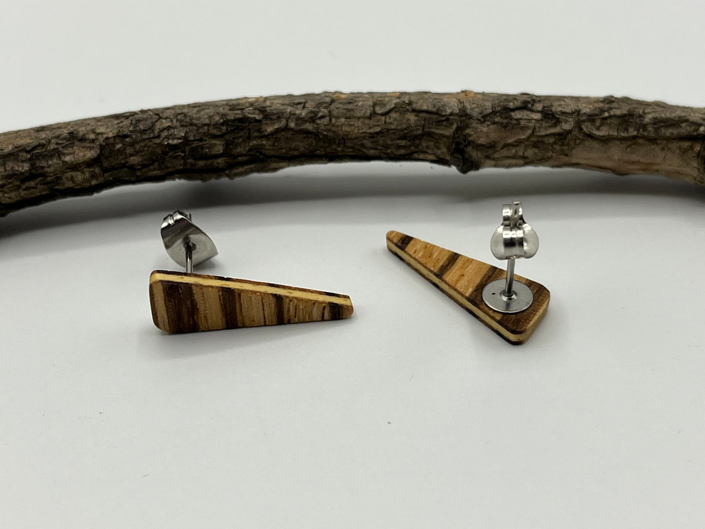 Zebrano & Abachi Triangle Studs