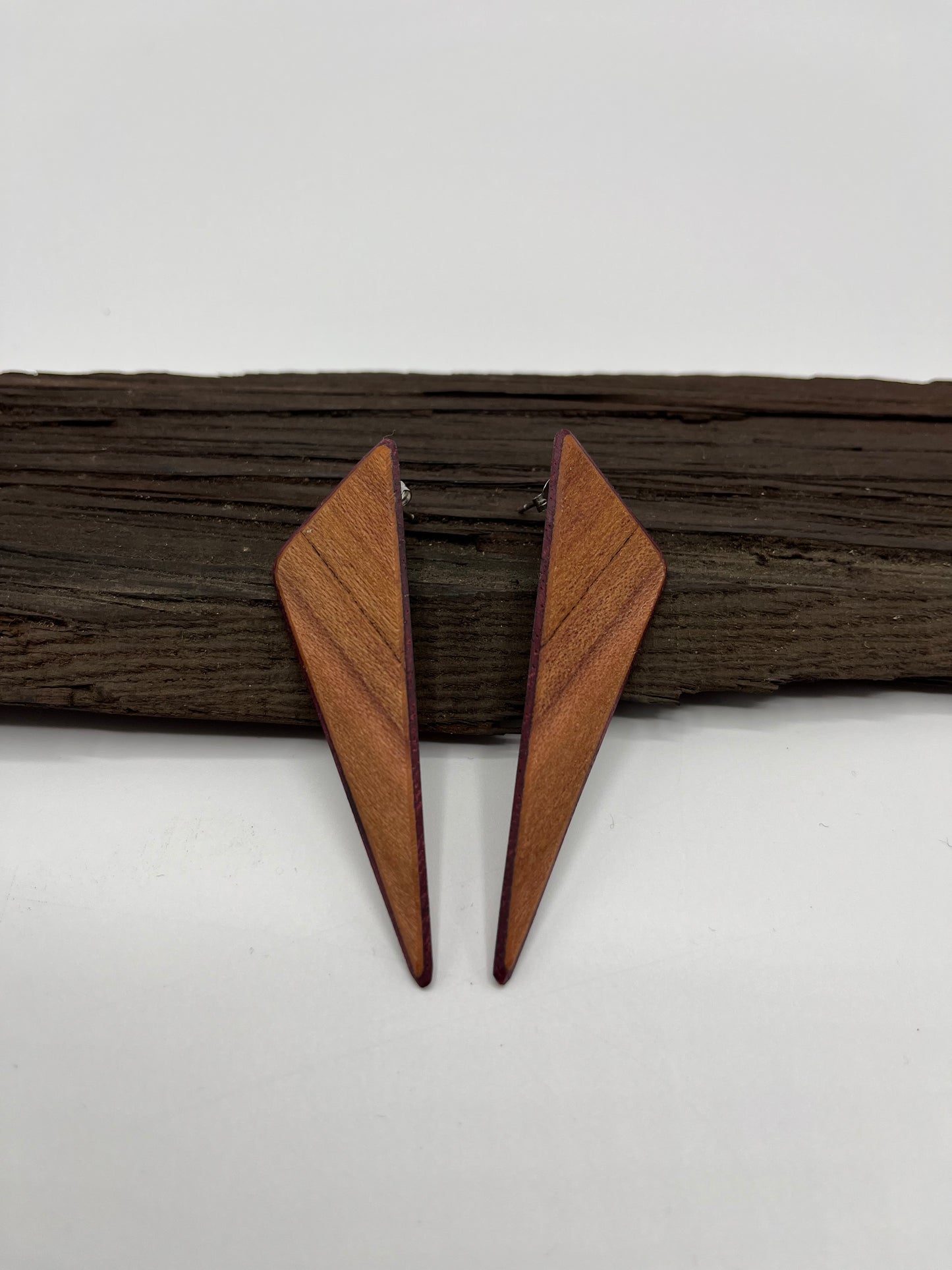 Plum Tree & Amaranth Triangle Studs