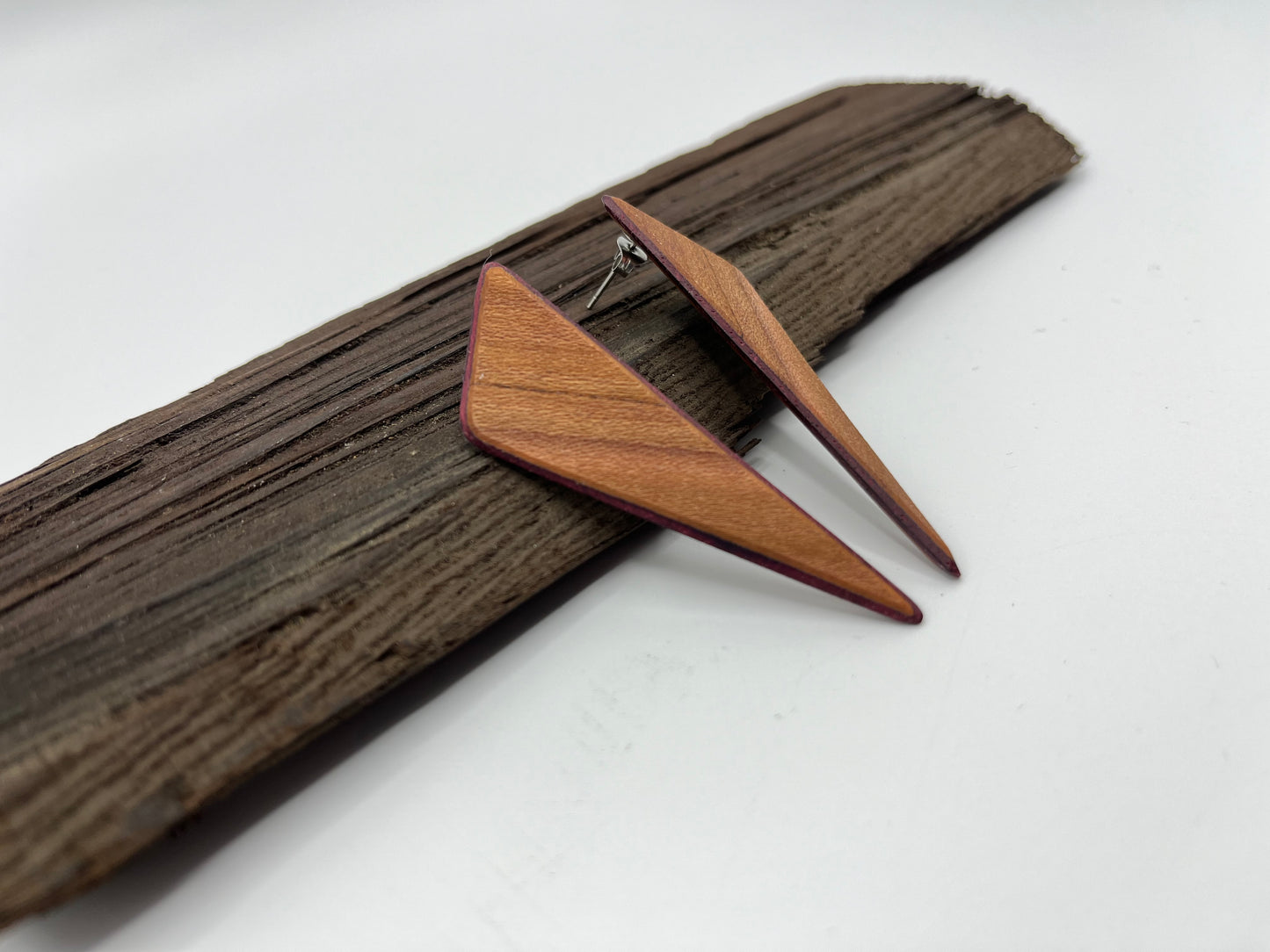 Plum Tree & Amaranth Triangle Studs